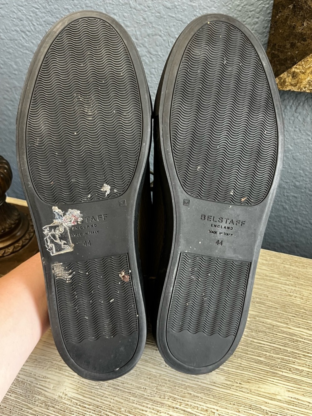 Belstaff Olive Leather Low-Top Sneakers with Black Sole - Picture 9 of 10